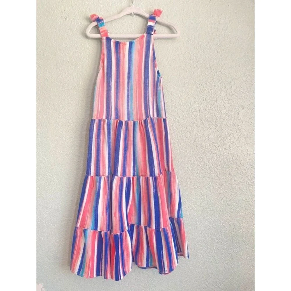 Gymboree Striped Dress 4 Multicolor Tiered Cotton Sundress Tie Strap